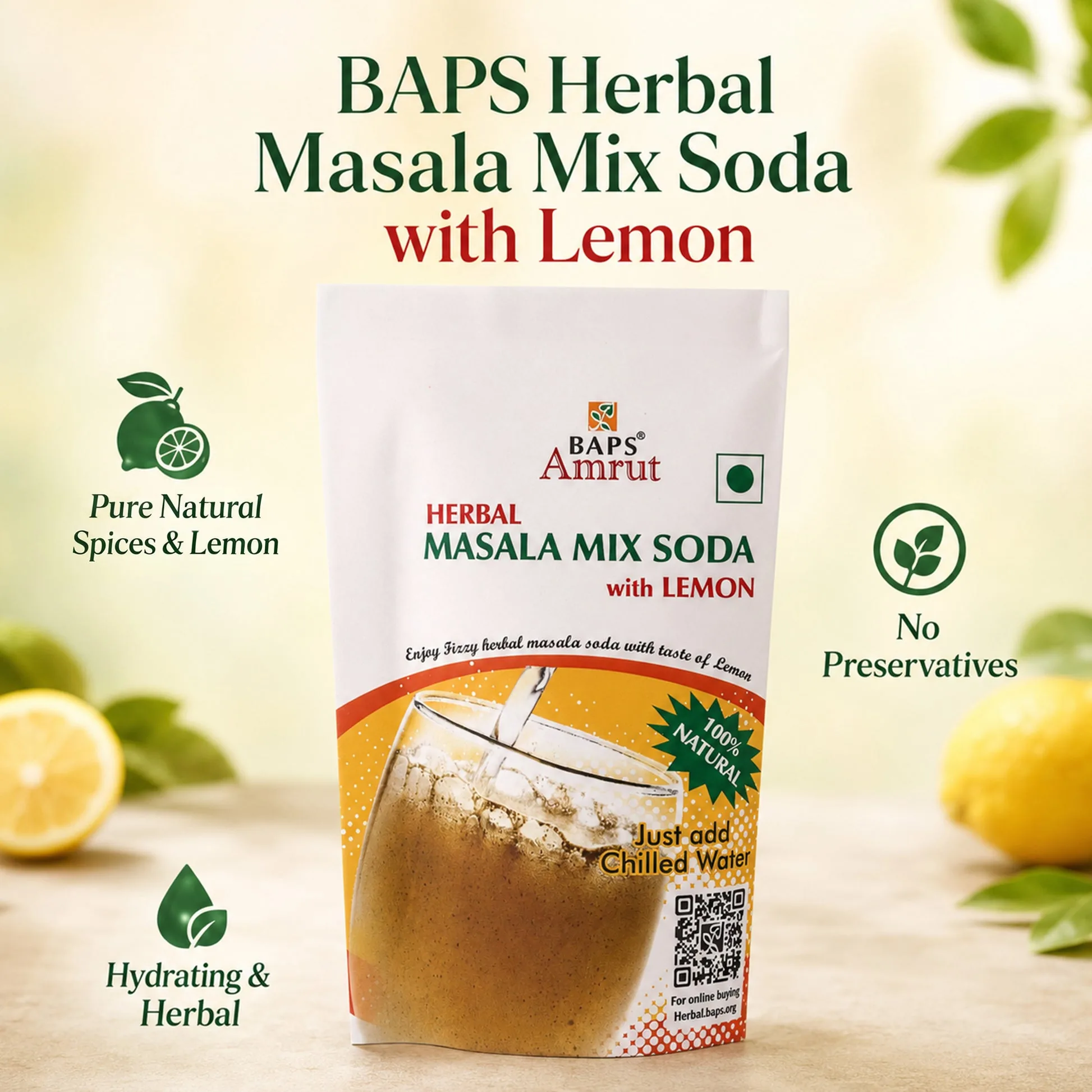 Baps Amrut Herbal Masala Mix Soda With Lemon | Effervescent Digestive Drink | Natural Acidity and Gas Relief-3