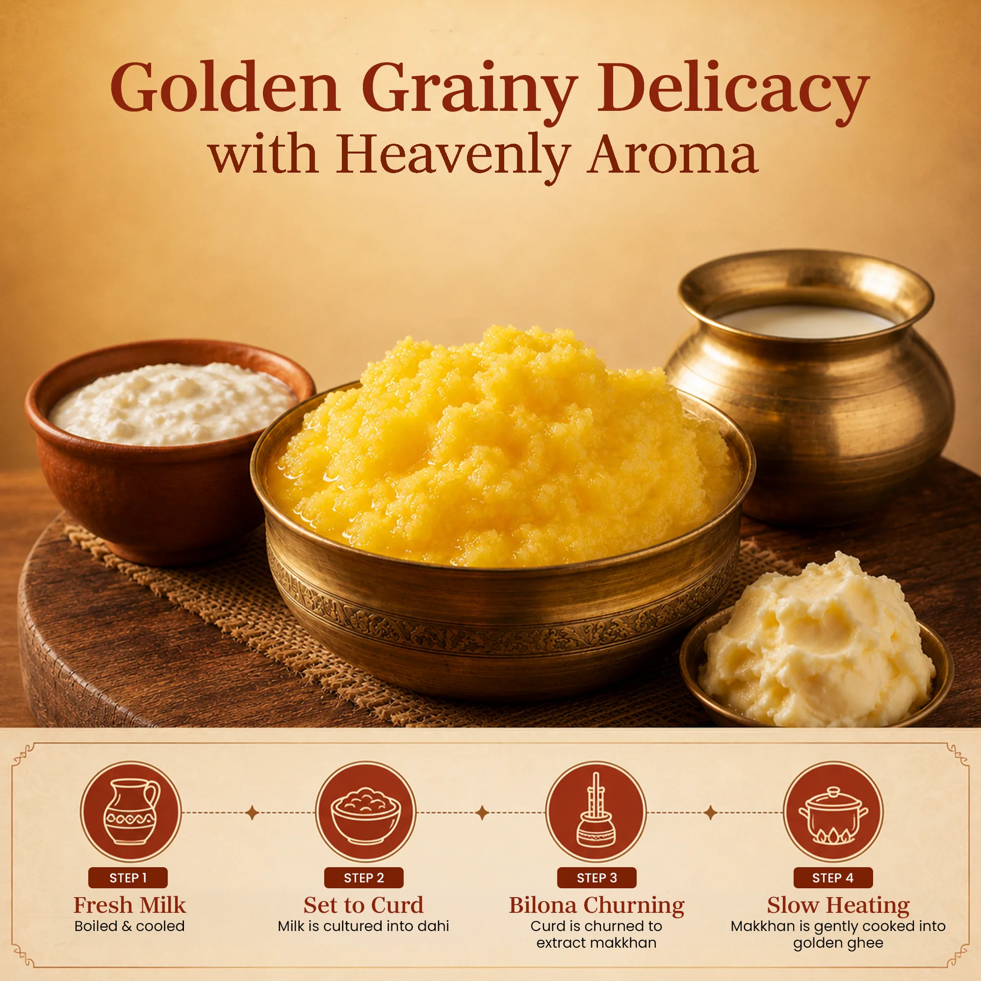 Baps Amrut Indian Cow's Ghee | Vedic Bilona Method Clarified Butter | 100% Grass-Fed Cow Ghee-3