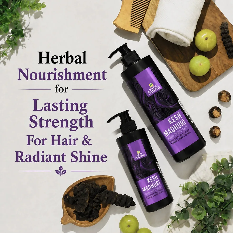 Baps Amrut Keshmadhuri Shampoo | Ayurvedic Hair Cleanser | Anti-Dandruff and Scalp Nourishment-1