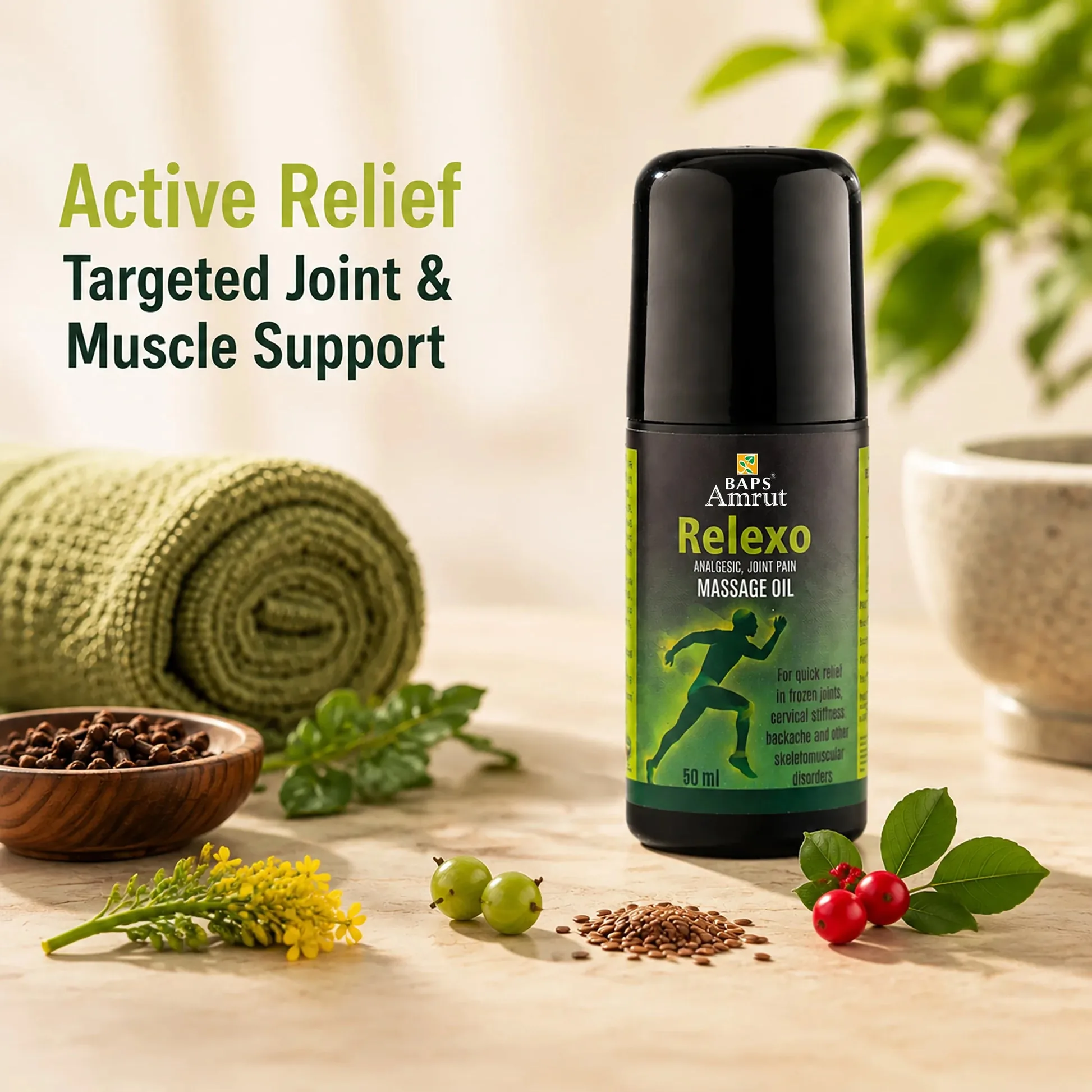 Baps Amrut Relaxo Oil | Ayurvedic Massage Oil | Fast-Acting Joint & Muscle Relief-3