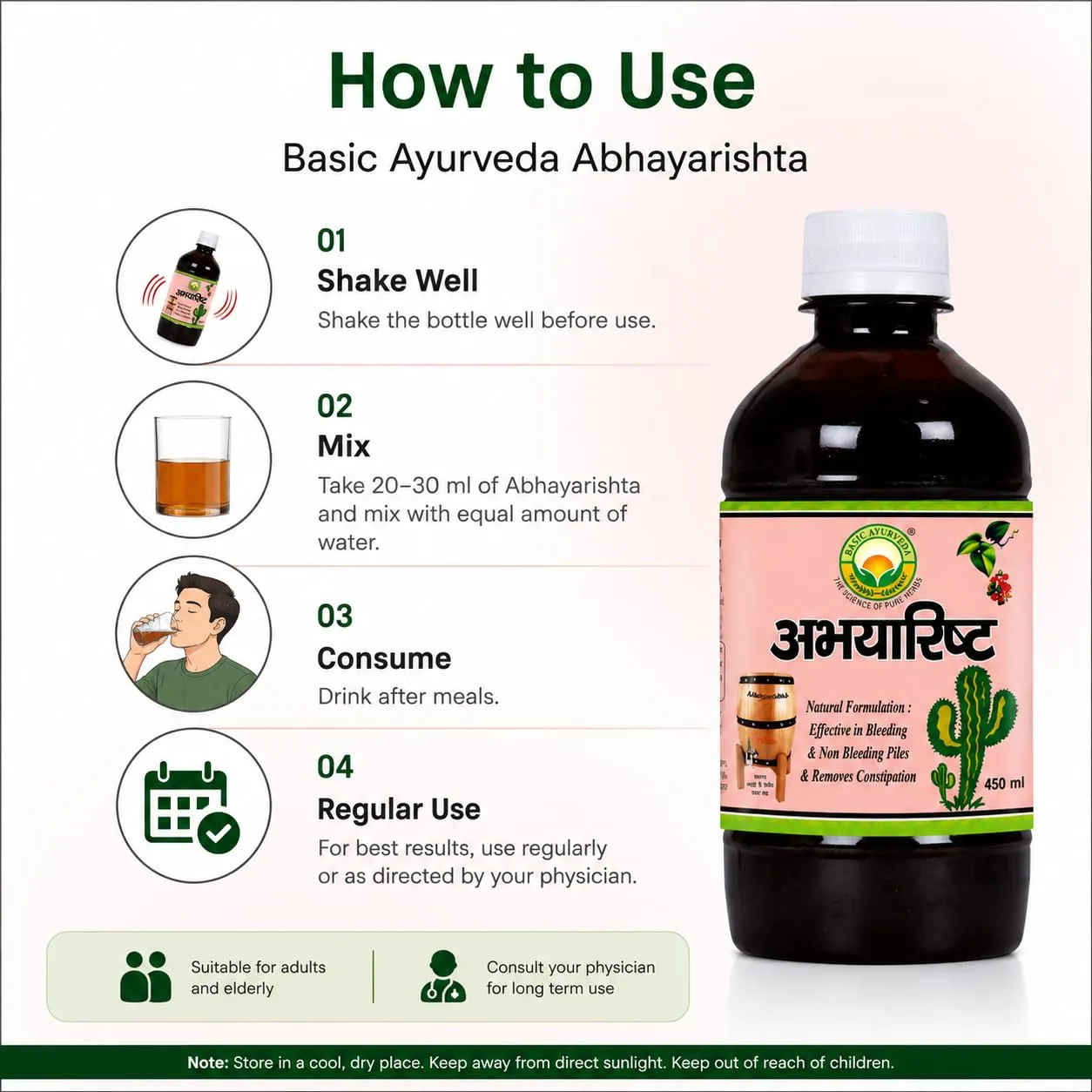 Basic Ayurveda Abhayarishta Syrup | Herbal Digestive Tonic | Traditional Gut Health & Constipation Support-3