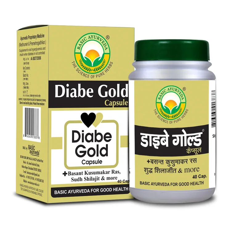 Basic Ayurveda Diabe Gold Capsules | Herbal Blood Sugar Support | Ayurvedic Metabolic Wellness
