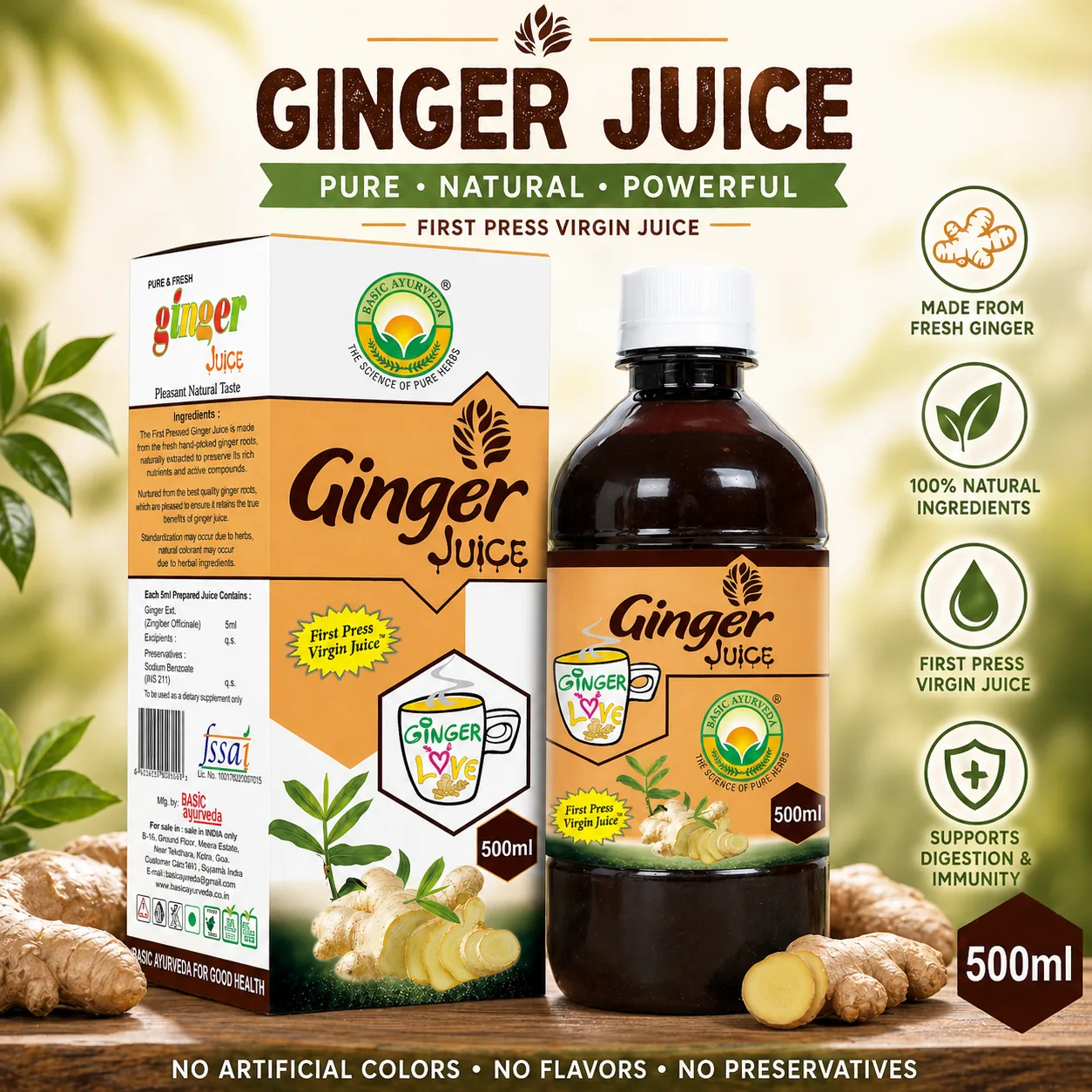 Basic Ayurveda Ginger Juice | Pure Herbal Extract | Digestive Support & Vitality Drink-4