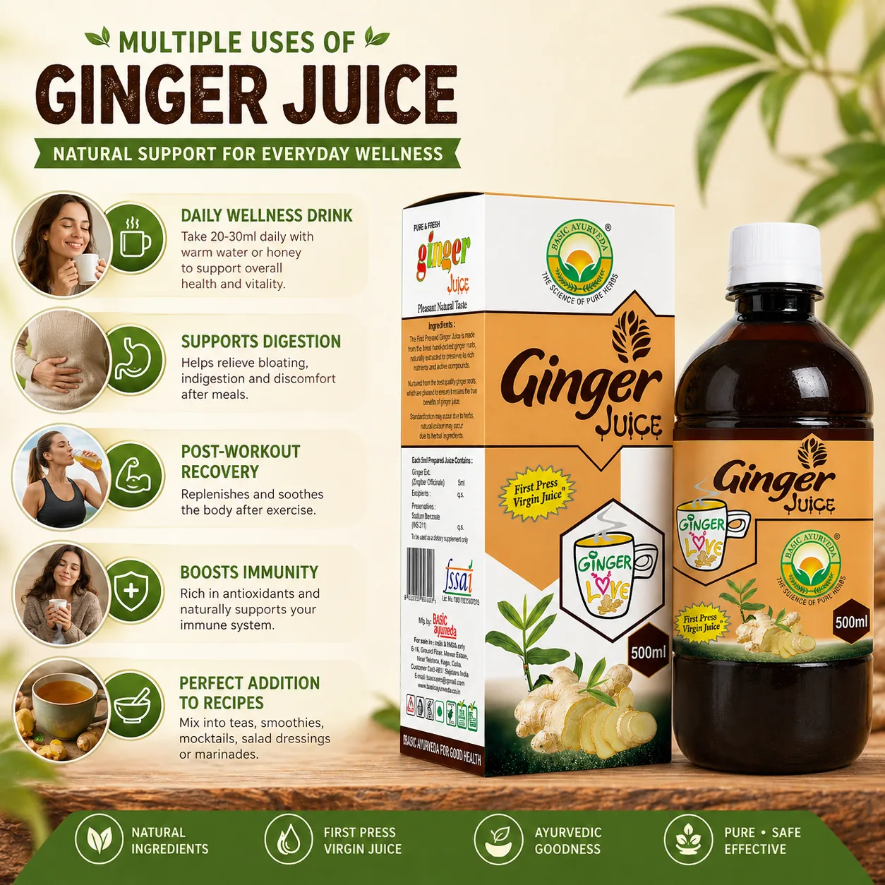 Basic Ayurveda Ginger Juice | Pure Herbal Extract | Digestive Support & Vitality Drink-6