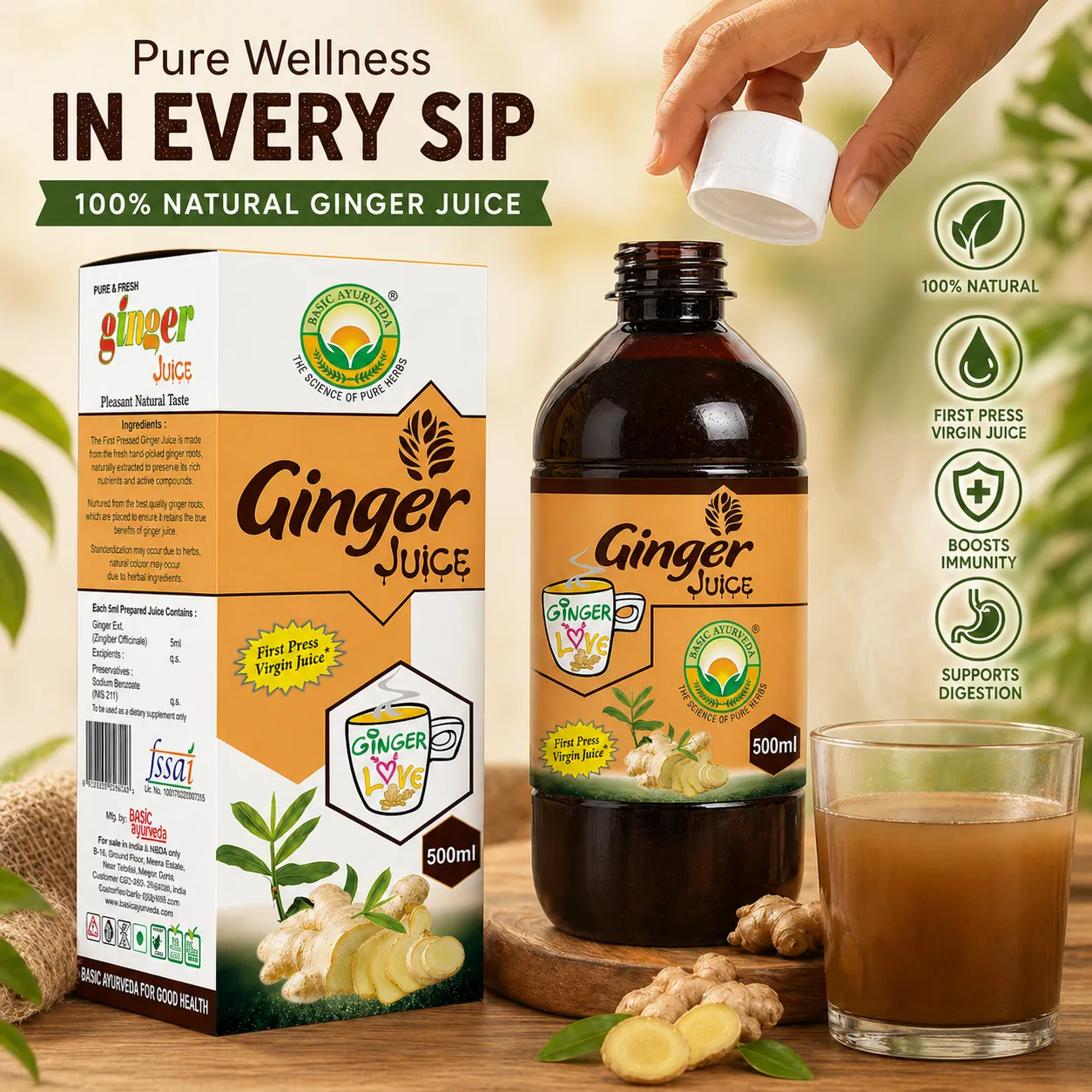 Basic Ayurveda Ginger Juice | Pure Herbal Extract | Digestive Support & Vitality Drink-8