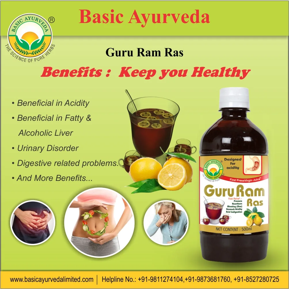 Basic Ayurveda Guru Ram Ras Juice | Herbal Digestive Tonic | Natural Acidity & Gas Relief-6