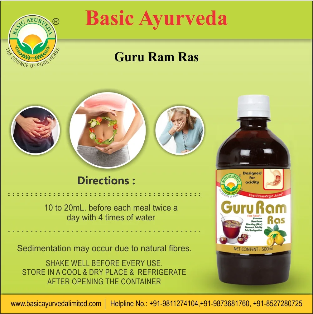 Basic Ayurveda Guru Ram Ras Juice | Herbal Digestive Tonic | Natural Acidity & Gas Relief-7