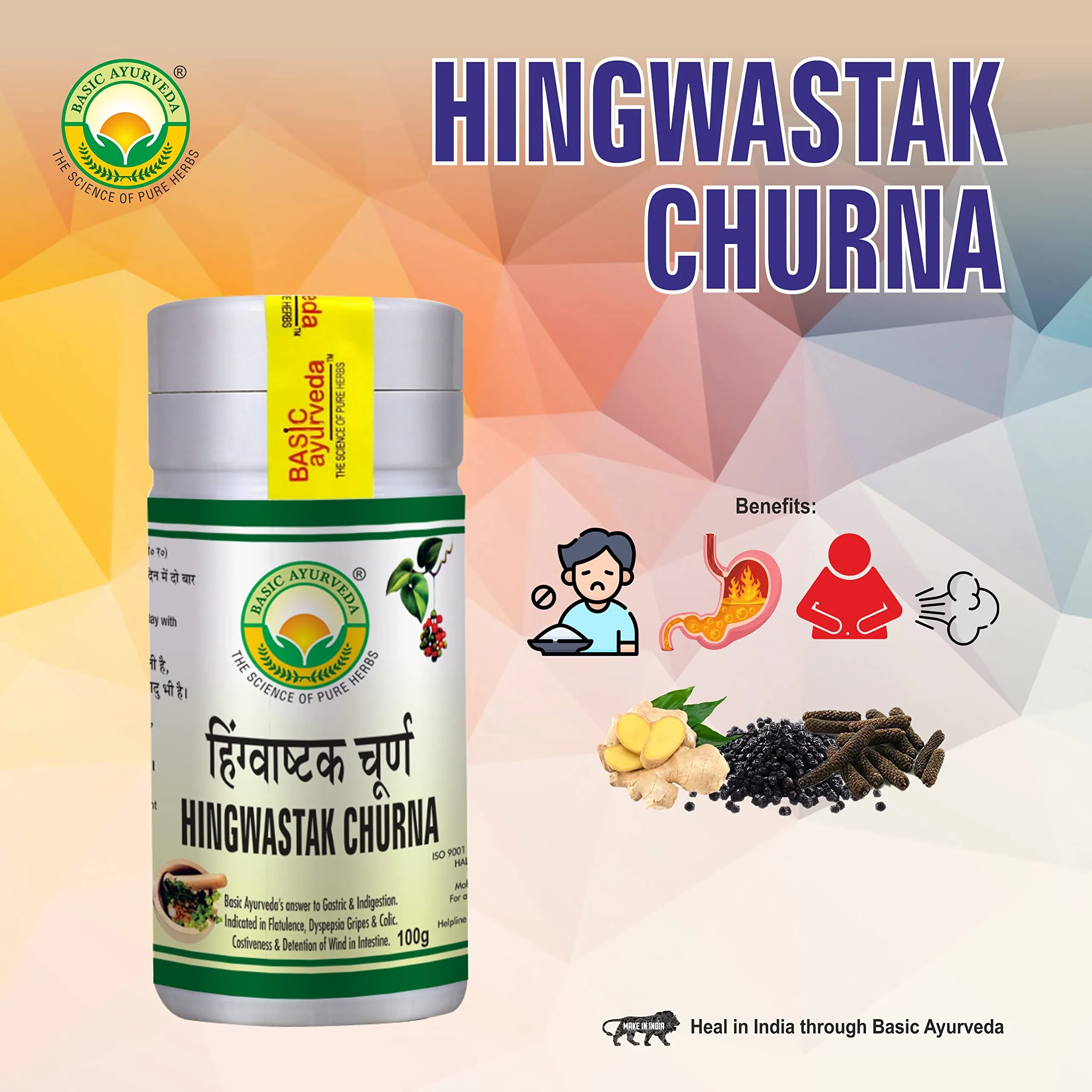 Basic Ayurveda Hingwastak Churna | Traditional Digestive Powder | Natural Gas and Bloating Relief-3