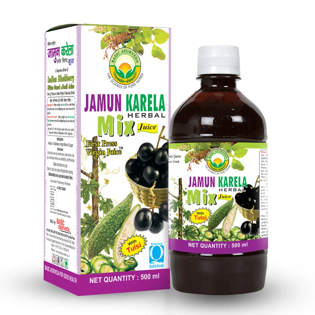 Basic Ayurveda Jamun Karela Herbal Mix Juice | Plant-Based Wellness Drink | Traditional Blood Purifier-1