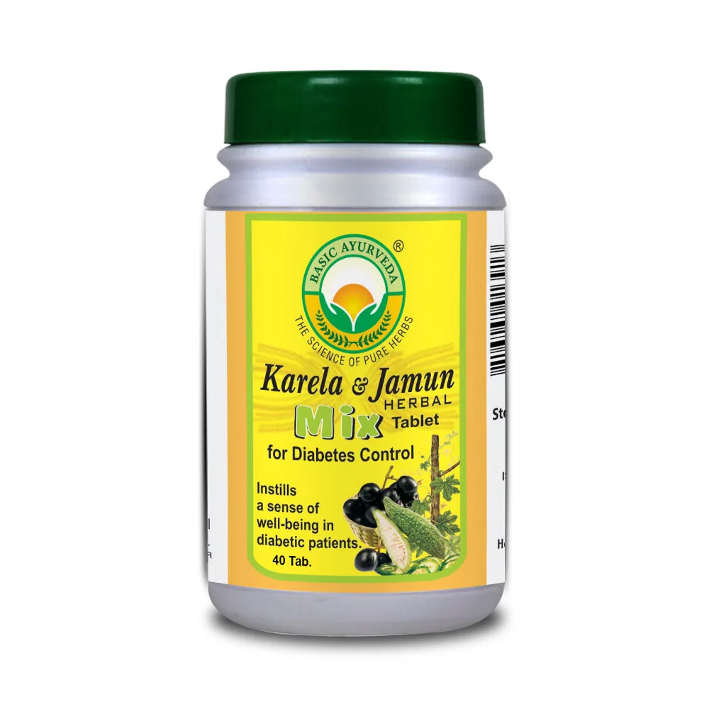 Basic Ayurveda Karela & Jamun Herbal Mix Tablet | Ayurvedic Blood Sugar Support | Traditional Metabolic Wellness Formula-2