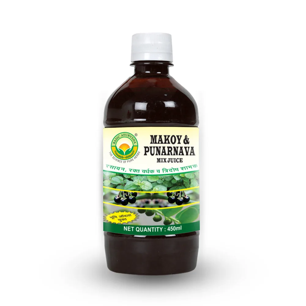 Basic Ayurveda Makoy & Punarnava Mix Juice | Herbal Liver & Kidney Detox Liquid | Traditional Ayurvedic Cleansing Formula-3