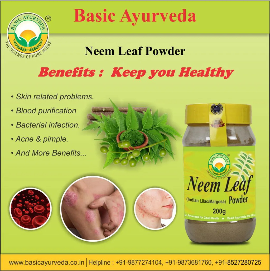 Basic Ayurveda Neem Leaf Powder | Natural Blood Purifier | Herbal Detox for Skin and Hair-2