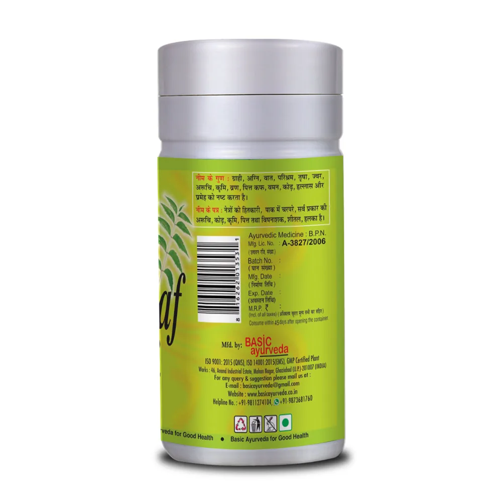 Basic Ayurveda Neem Leaf Powder | Natural Blood Purifier | Herbal Detox for Skin and Hair-2