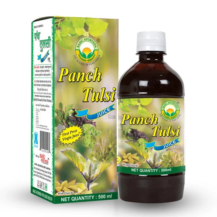 Basic Ayurveda Panch Tulsi Juice Ras | Herbal Immunity Booster | Natural Respiratory & Stress Support-1