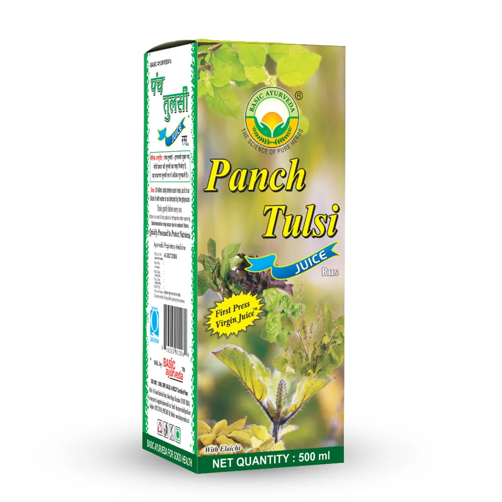 Basic Ayurveda Panch Tulsi Juice Ras | Herbal Immunity Booster | Natural Respiratory & Stress Support-2