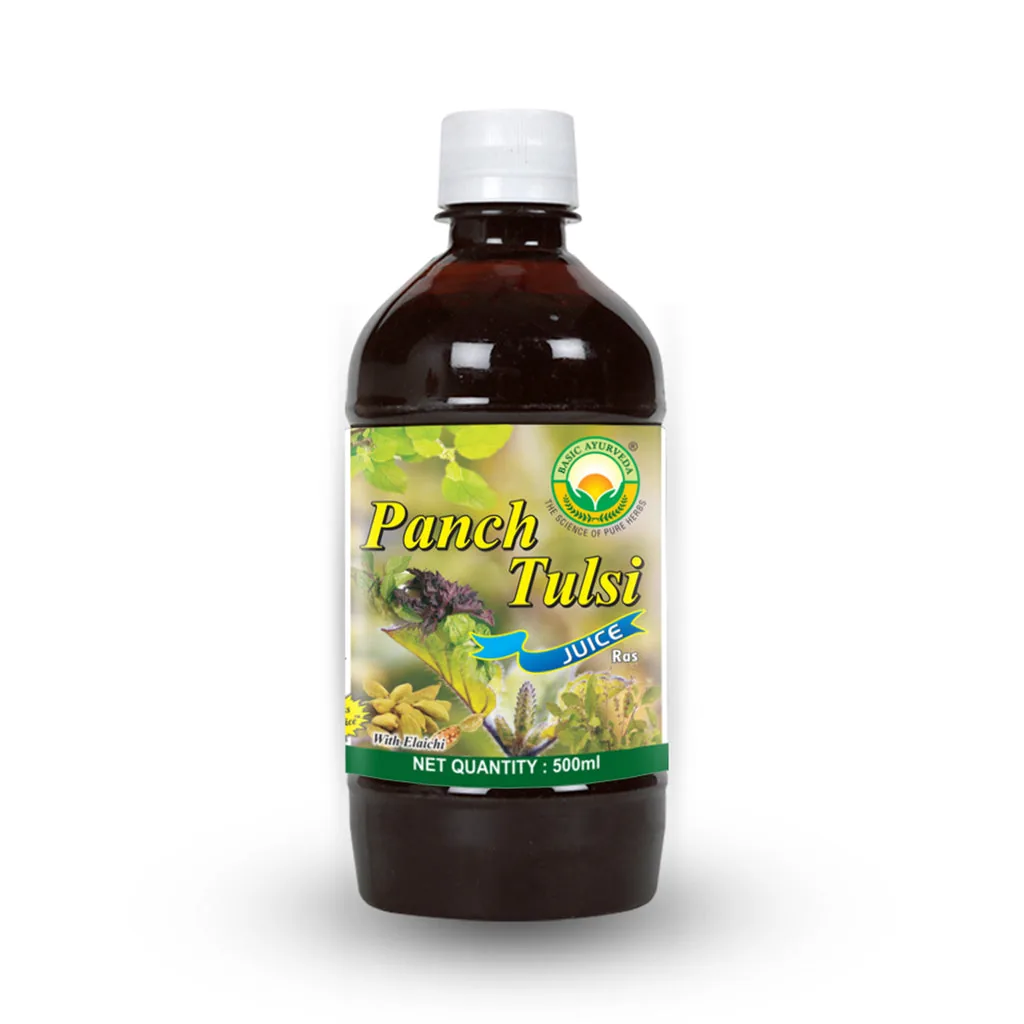 Basic Ayurveda Panch Tulsi Juice Ras | Herbal Immunity Booster | Natural Respiratory & Stress Support-3