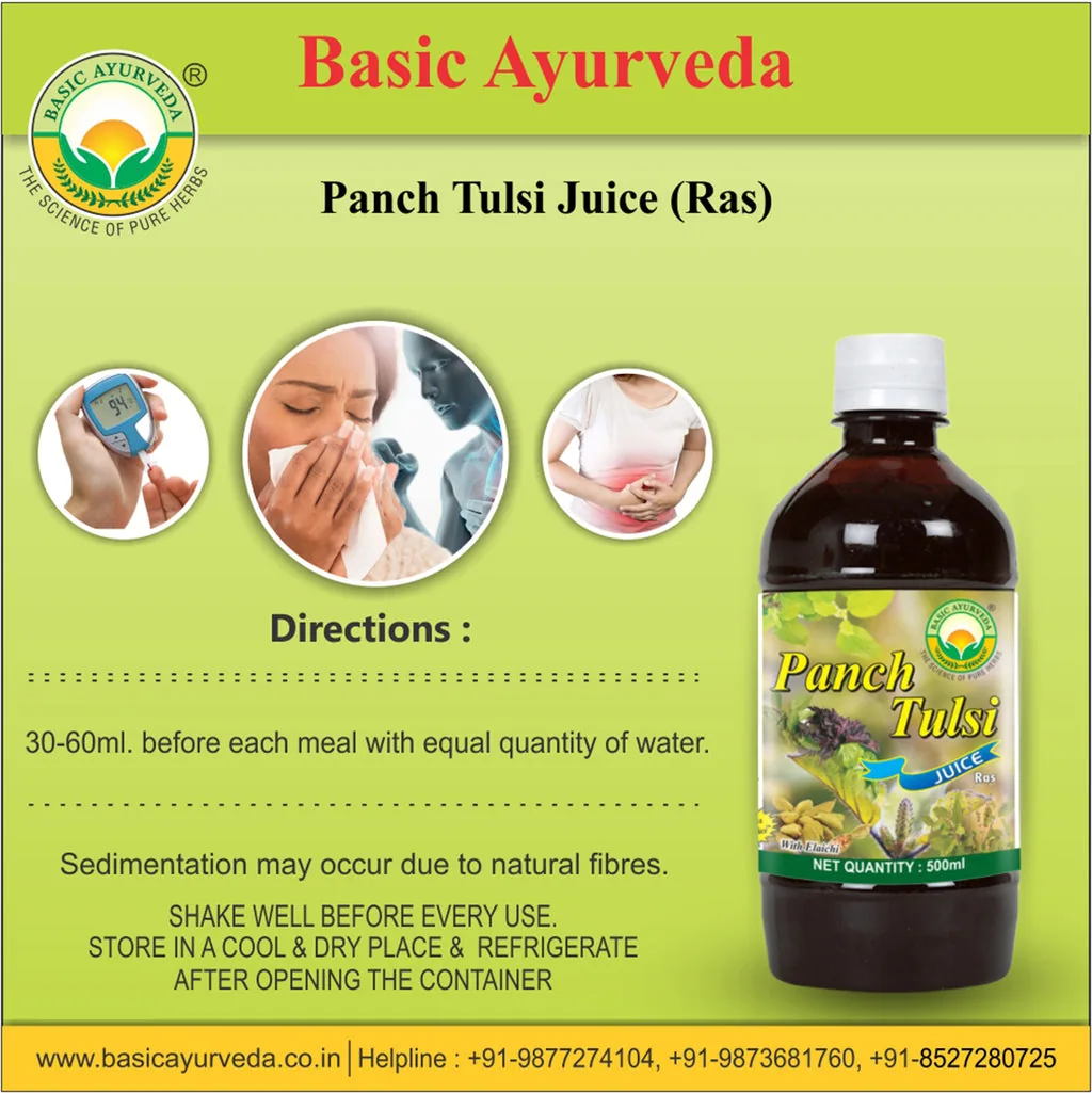 Basic Ayurveda Panch Tulsi Juice Ras | Herbal Immunity Booster | Natural Respiratory & Stress Support-4