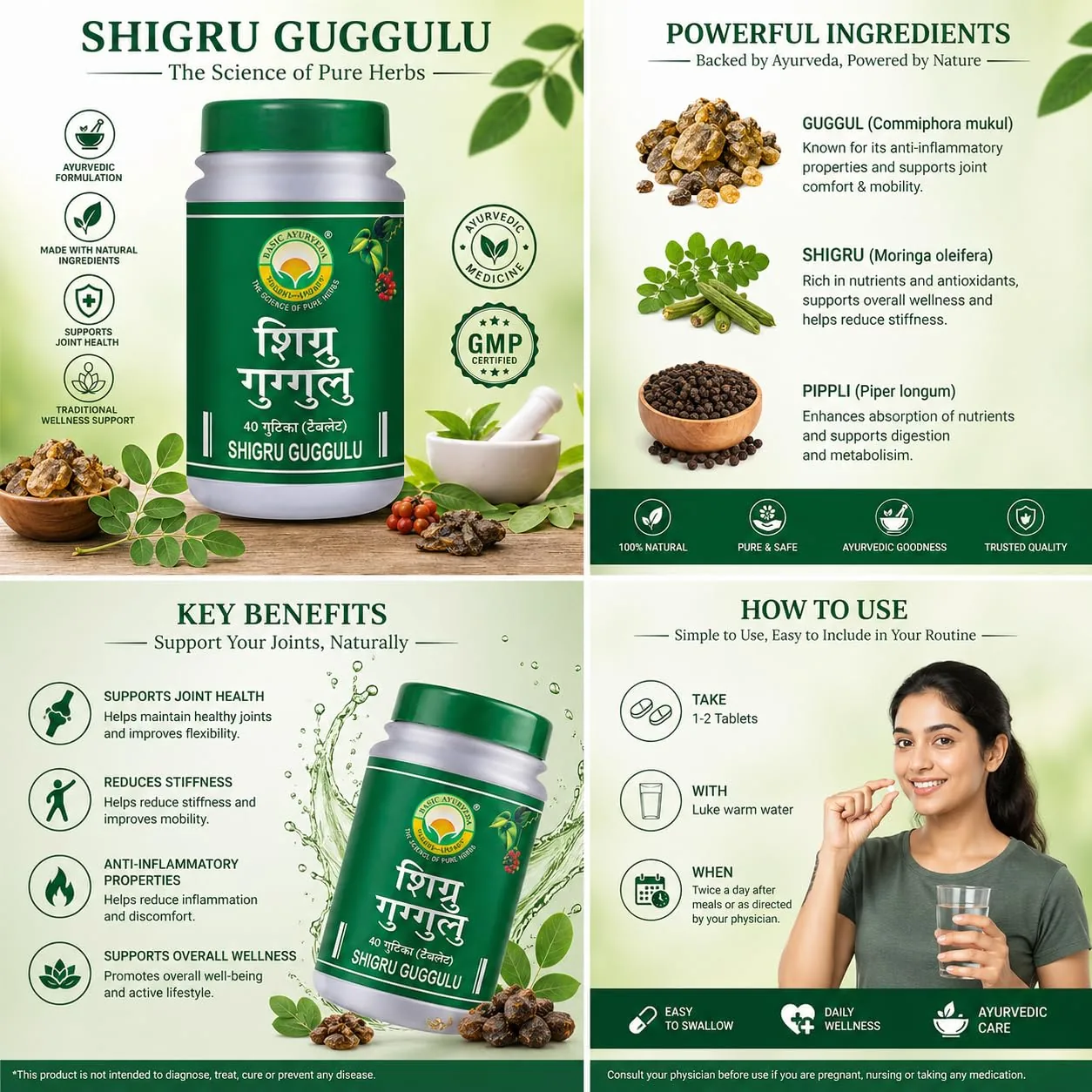 Basic Ayurveda Shigru Guggulu Tablet | Ayurvedic Joint Support | Herbal Inflammatory Balance-5