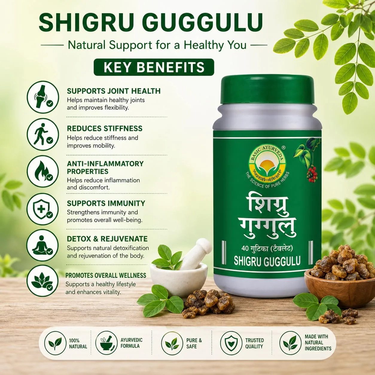 Basic Ayurveda Shigru Guggulu Tablet | Ayurvedic Joint Support | Herbal Inflammatory Balance-6