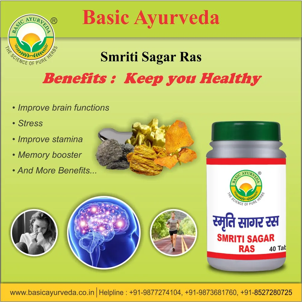 Basic Ayurveda Smriti Sagar Ras Tablets | Ayurvedic Brain Tonic for Cognitive Support-3