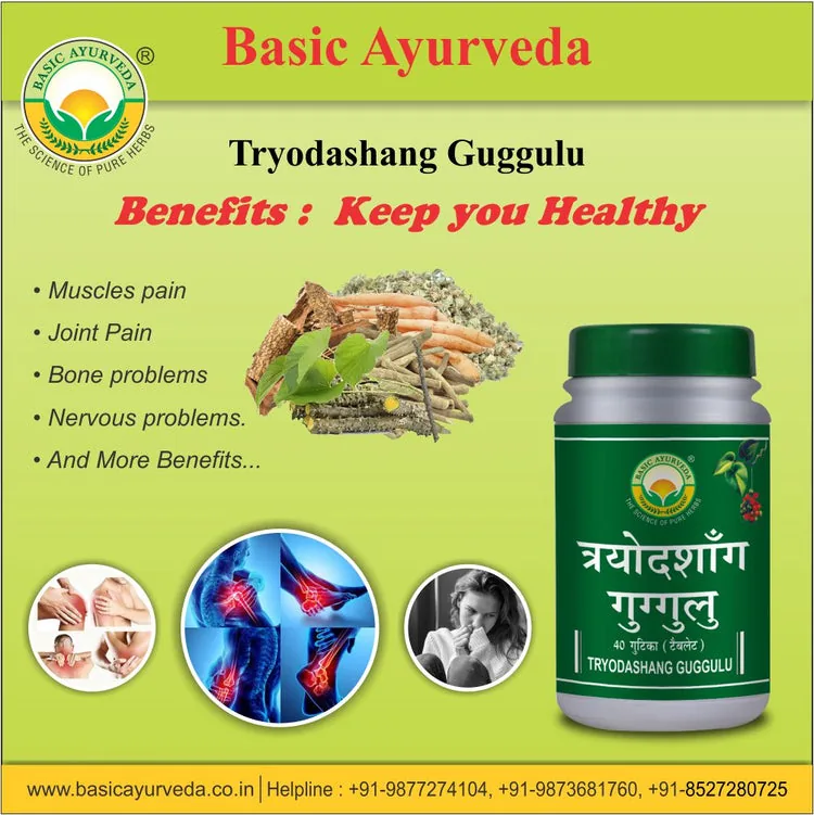 Basic Ayurveda Tryodashang Guggulu | Classical Ayurvedic Tablet | Joint and Nerve Support-4