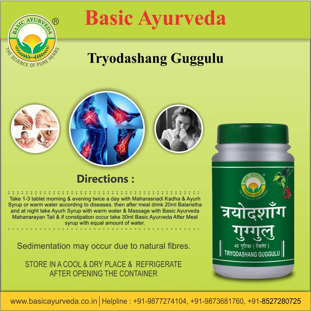 Basic Ayurveda Tryodashang Guggulu | Classical Ayurvedic Tablet | Joint and Nerve Support-5