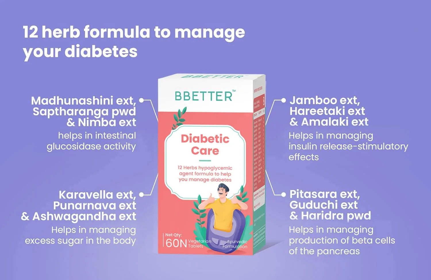 BBetter Veda Diabetic Care Capsules | Ayurvedic Blood Sugar Support | Natural Metabolic Wellness Formula-6