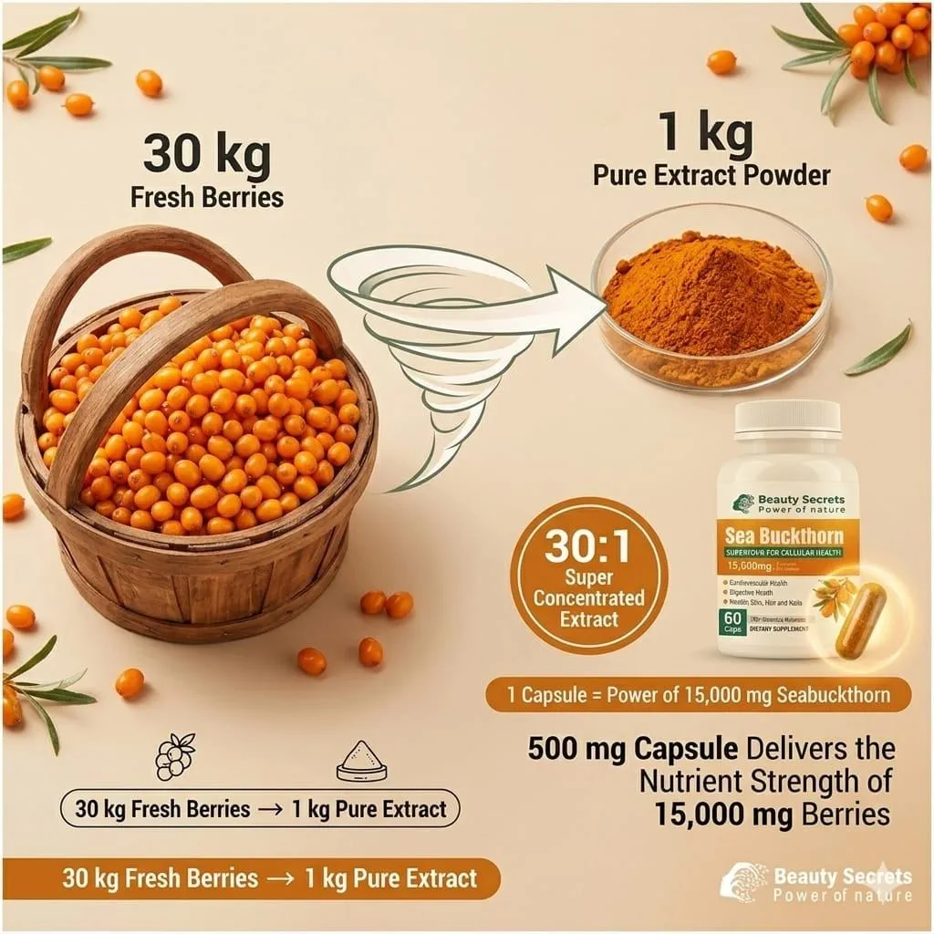 Beauty Secrets Himalayan Sea Buckthorn Capsules | High Potency Omega-7 Supplement | Skin & Immune Support-2
