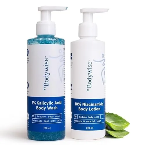 BeBodywise 1% Salicylic Acid Body Wash and 10% Niacinamide Body Lotion | Body Care Duo | Clear Skin and Deep Hydration Kit BeBodywise 1% Salicylic Acid Body Wash and 10% Niacinamide Body Lotion | Body Care Duo | Clear Skin and Deep Hydration Kit - 250 ml+200 ml