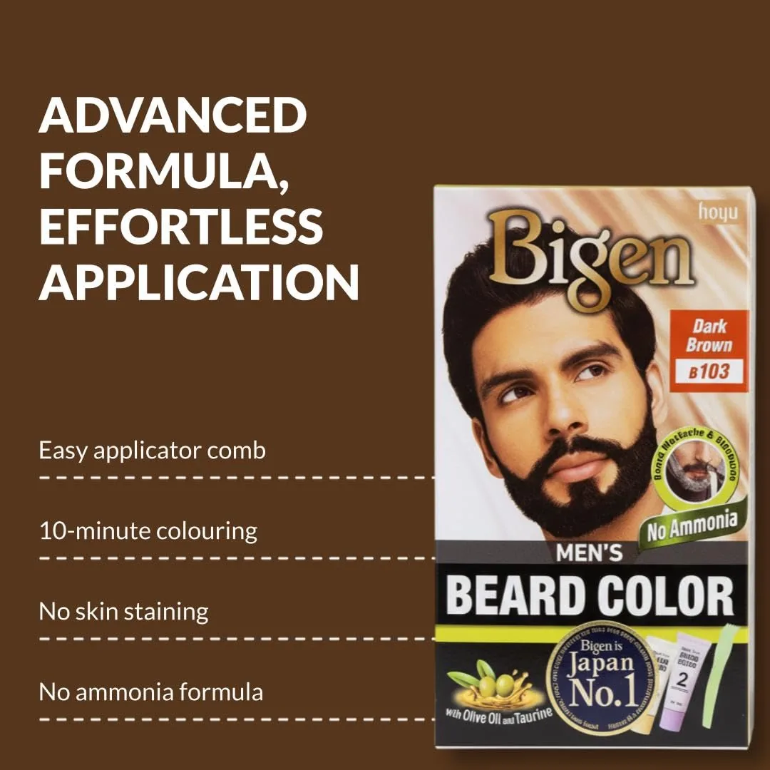 Bigen Men Colour Dark Brown B 103 | Beard and Mustache Color | Natural Gray Coverage-4