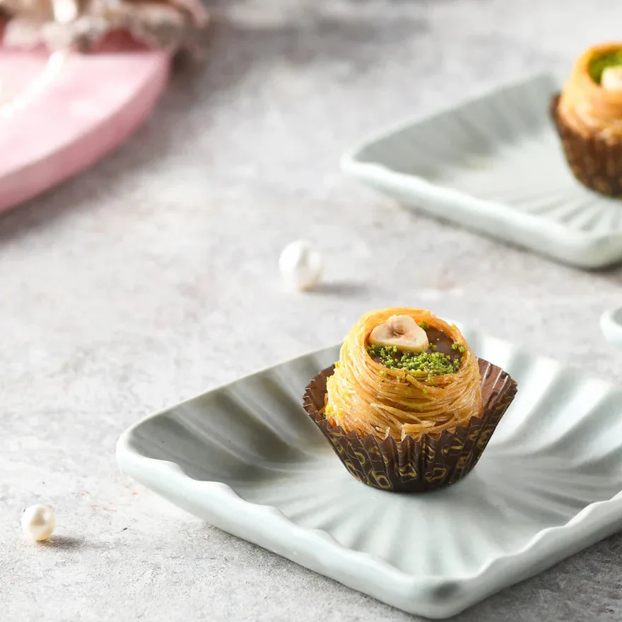 Bikanervala Sweets Kunafa Hazelnut Nest | Crisp Middle Eastern Fusion Dessert | Traditional Ghee Sweets