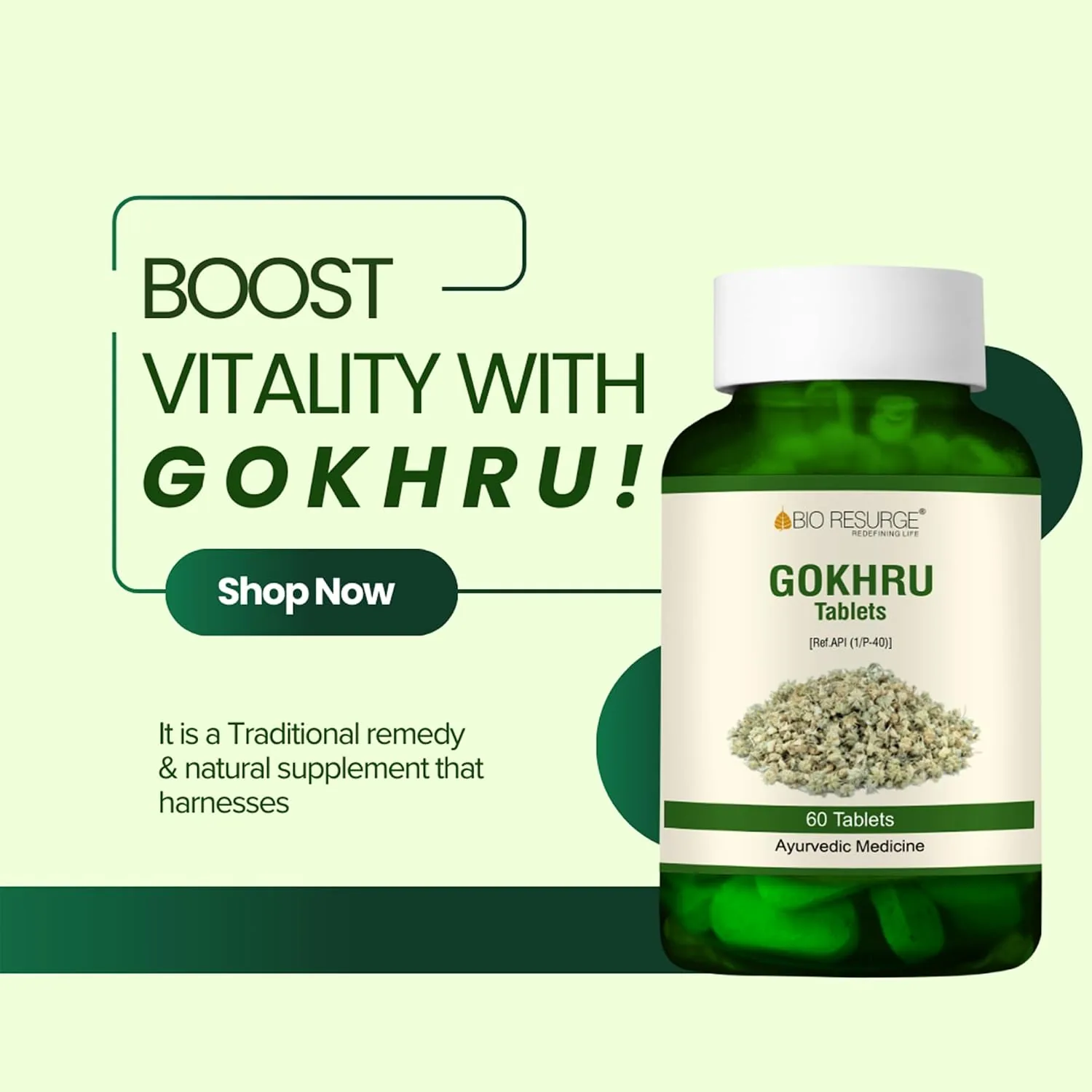Bio Resurge Life Gokhru Tablets | Ayurvedic Gokshura Supplement | Kidney and Urinary Support-3