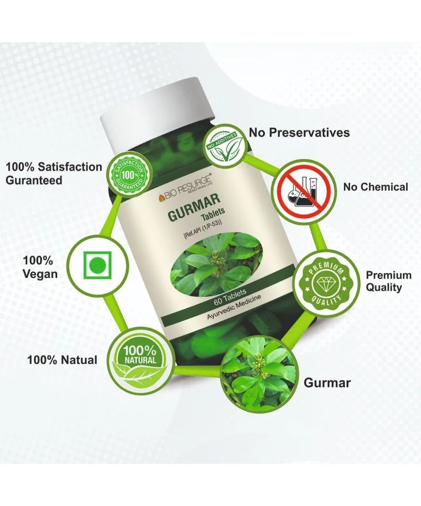 Bio Resurge Life Gurmar Tablets | Ayurvedic Gymnema Sylvestre Supplement | Natural Blood Sugar Support-3