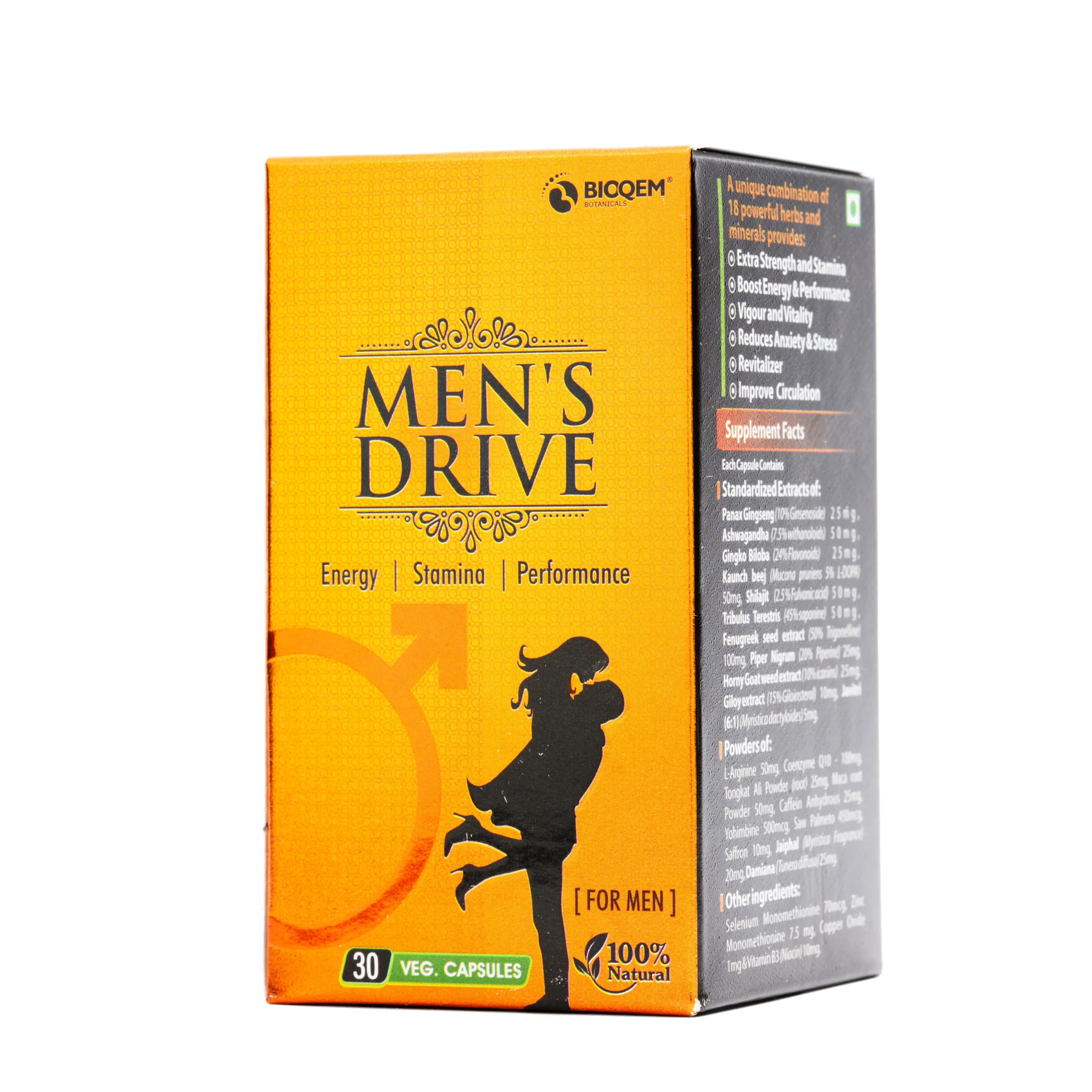 Bioqem Pharma Men's Drive Capsules | Herbal Vitality Supplement | Stamina & Strength Support-1