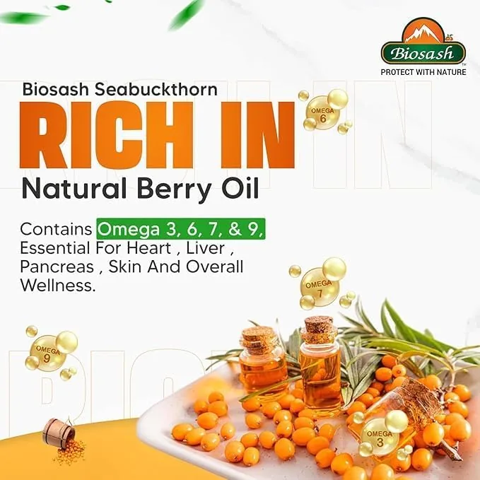 Biosash Sea Buckthorn Pulp Juice | Nutrient-Rich Himalayan Berry Extract | Natural Immunity and Skin Support-3
