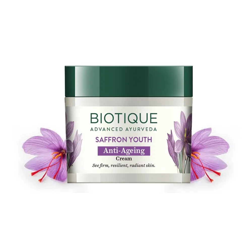 Biotique Advanced Ayurveda Bio Saffron Youth Anti-aging Cream | Hydrating Face Moisturizer | Dewy Glow & Fine Line Care-3