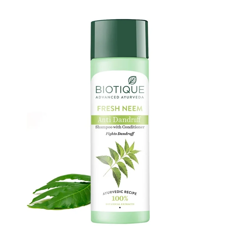 Biotique Fresh Neem Anti-Dandruff Shampoo With Conditioner | 2-in-1 Ayurvedic Hair Cleanser | Scalp Purifying Formula-1