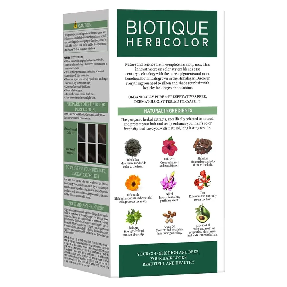 Biotique Herbcolor 3N Darkest Brown | Botanical Hair Color Cream | Natural Shine and Nourishment-2