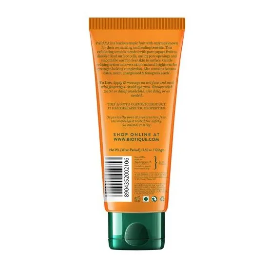 Biotique Bio Papaya Revitalizing Tan-Removal Scrub | Exfoliating Face Scrub | Natural Papaya & Neem Formula for Glowing Skin-2
