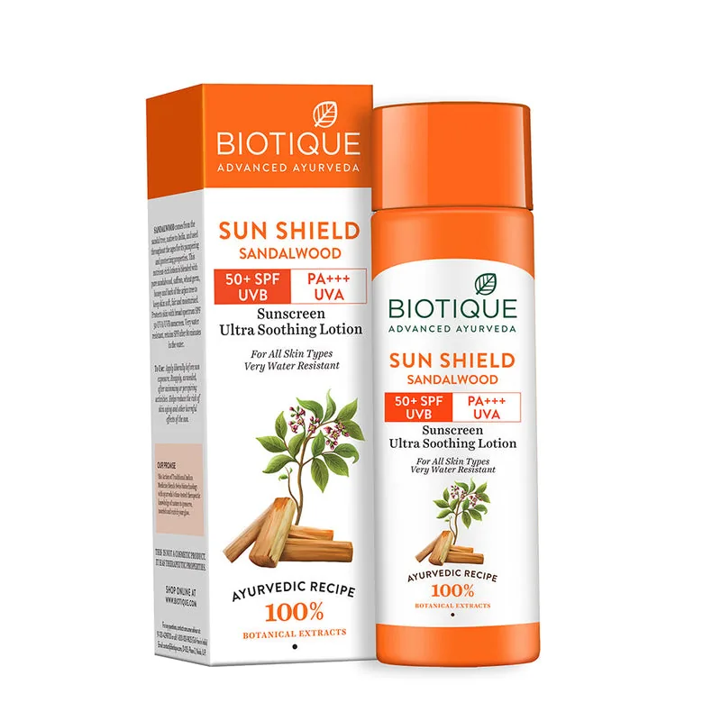 Biotique Sun Shield Sandalwood Ultra Protective Lotion 50+ SPF | Broad Spectrum UVA/UVB Sunscreen | Water Resistant Ayurvedic Formula-2