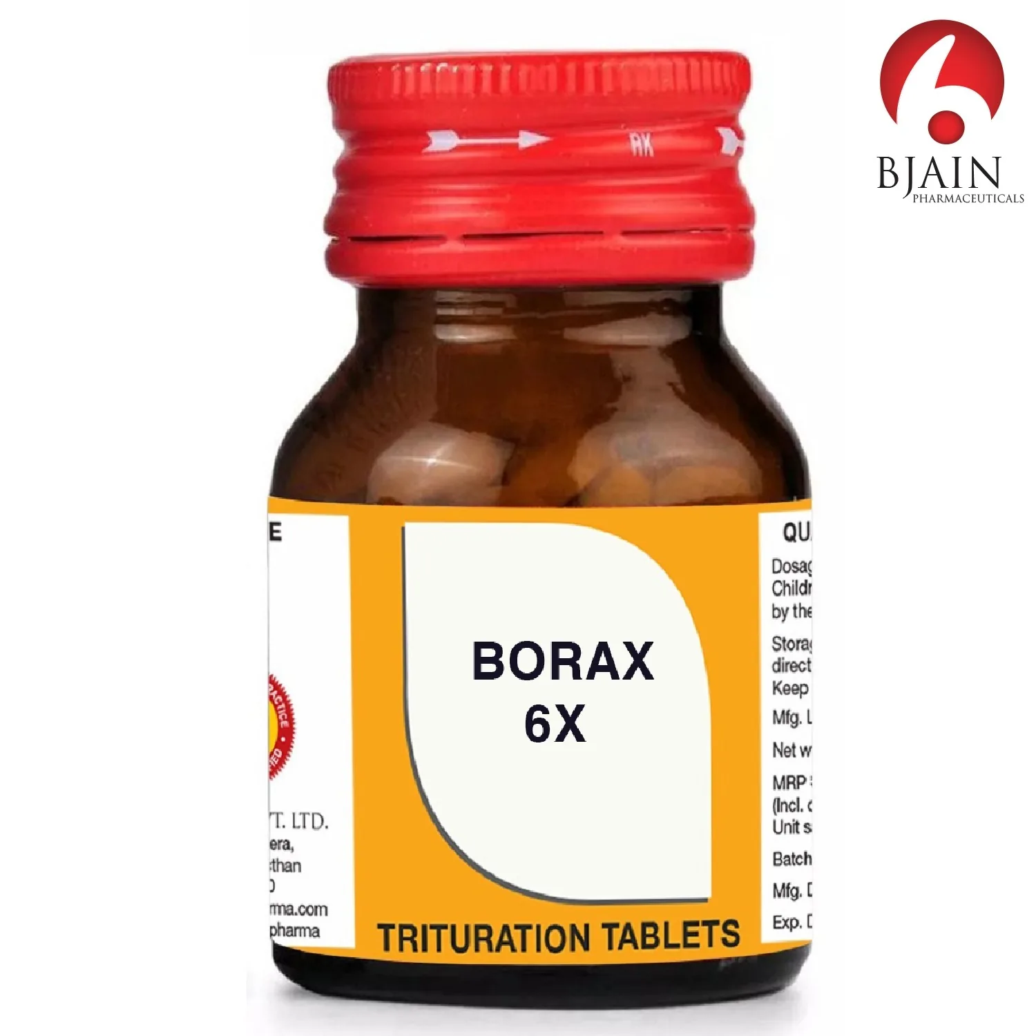 Bjain Homeopathy Borax Trituration Tablets | Pure Lactose Base | Traditional Homeopathic Remedy-1