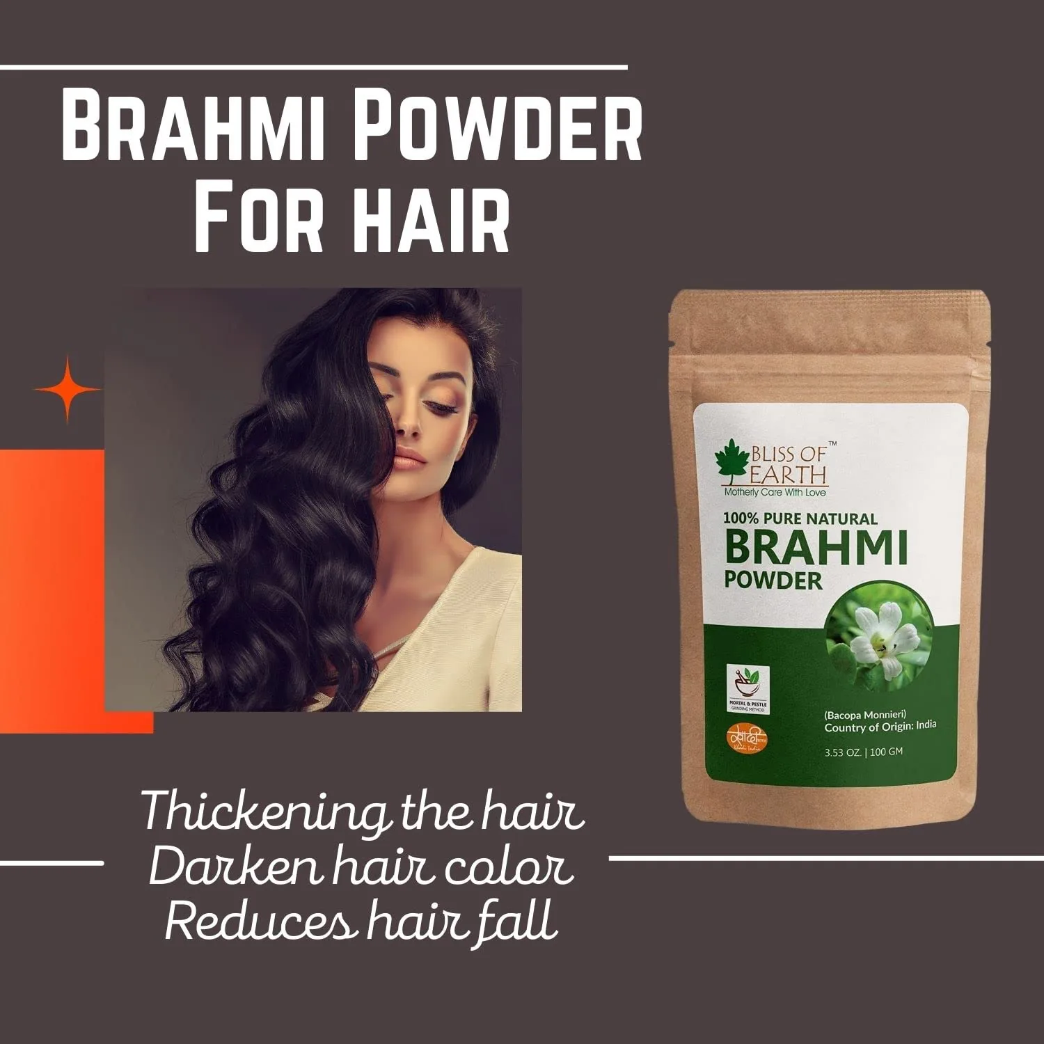 Bliss of Earth 100% Pure Natural Brahmi Powder | Bacopa Monnieri Herb | Traditional Mortar & Pestle Ground-3