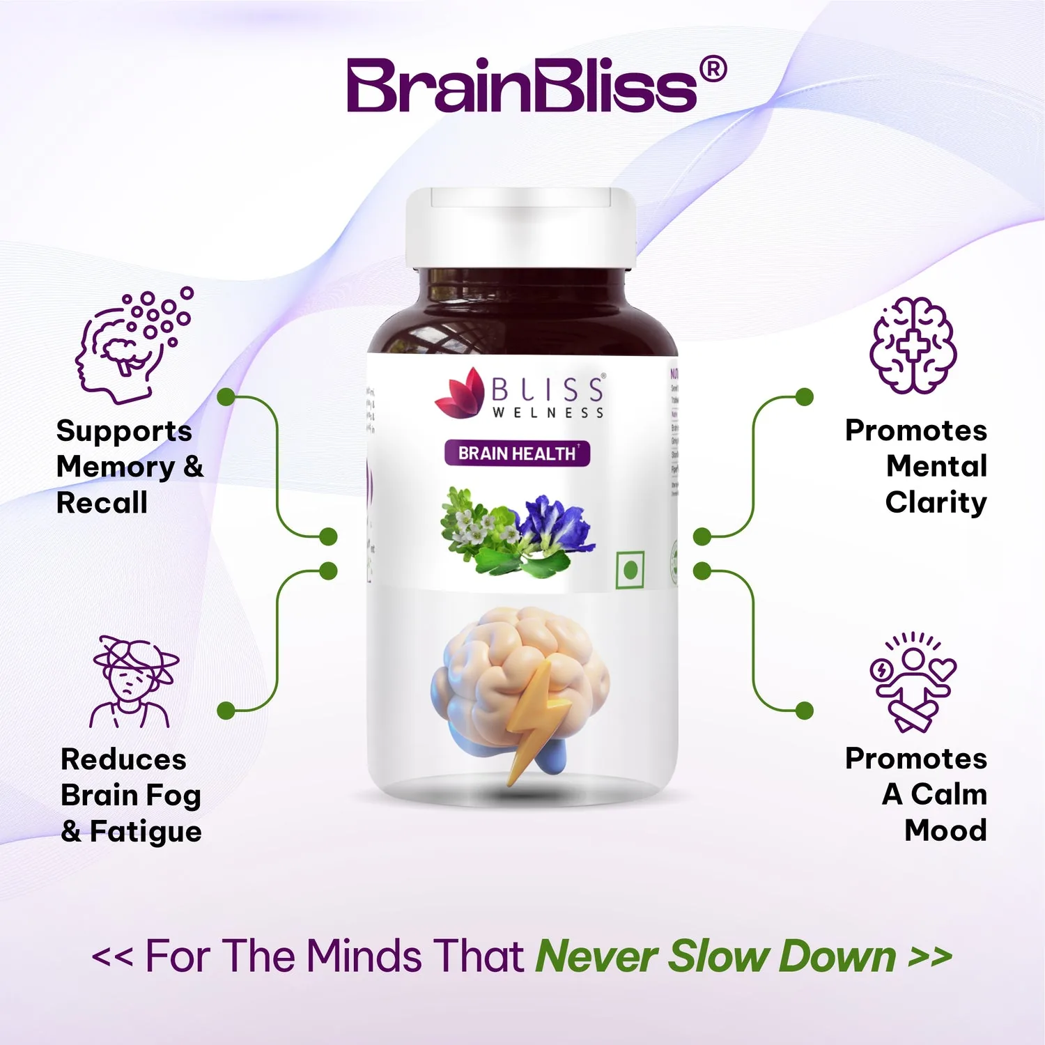 Bliss Welness Brahmi Shankpushpi Ginkgo Biloba Tablets | Natural Brain Booster | Nootropic Supplement for Memory and Focus-3