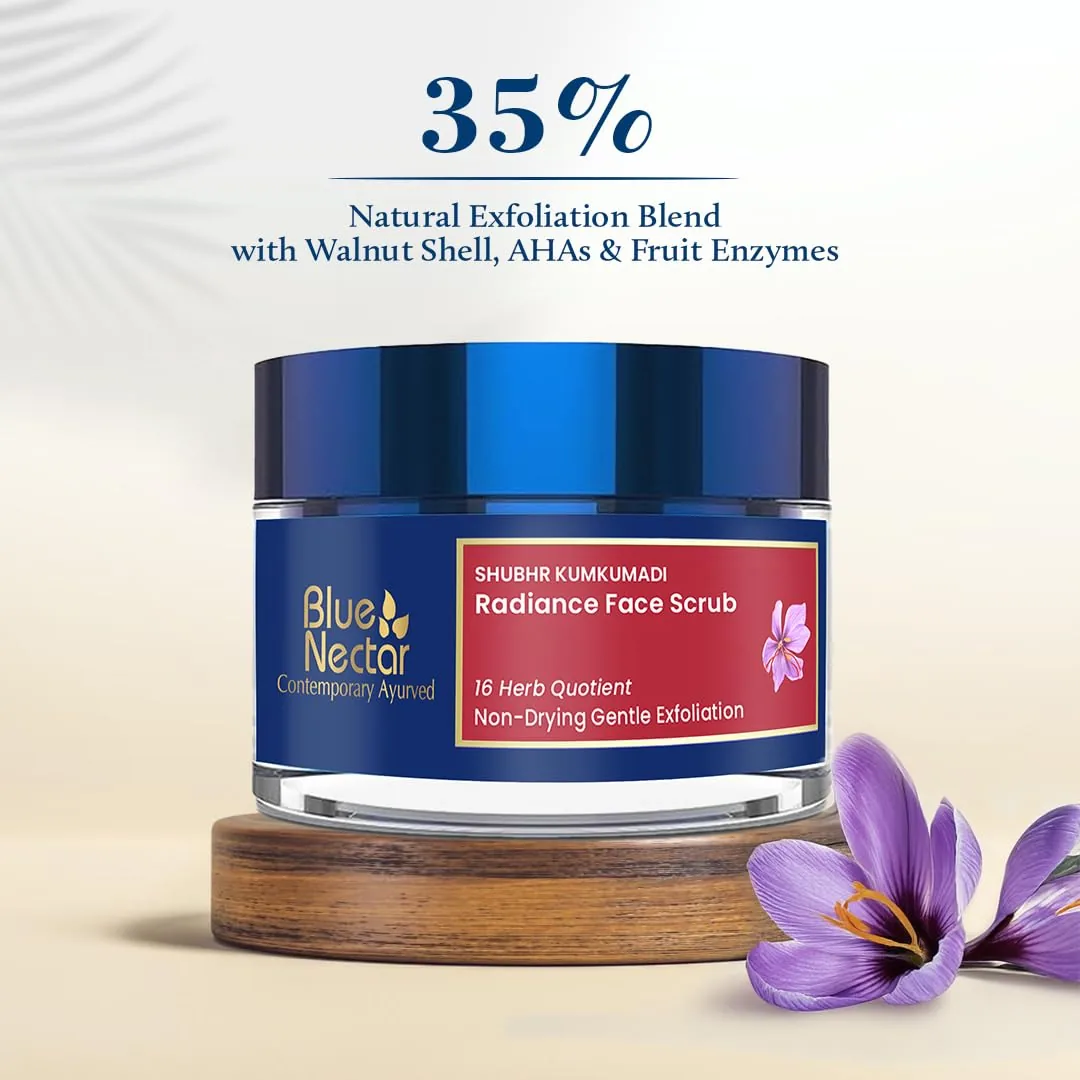 Blue Nectar De-tan Face Scrub for Glowing Skin with Kumkumadi Tailam & AHA | Exfoliating & Brightening-3