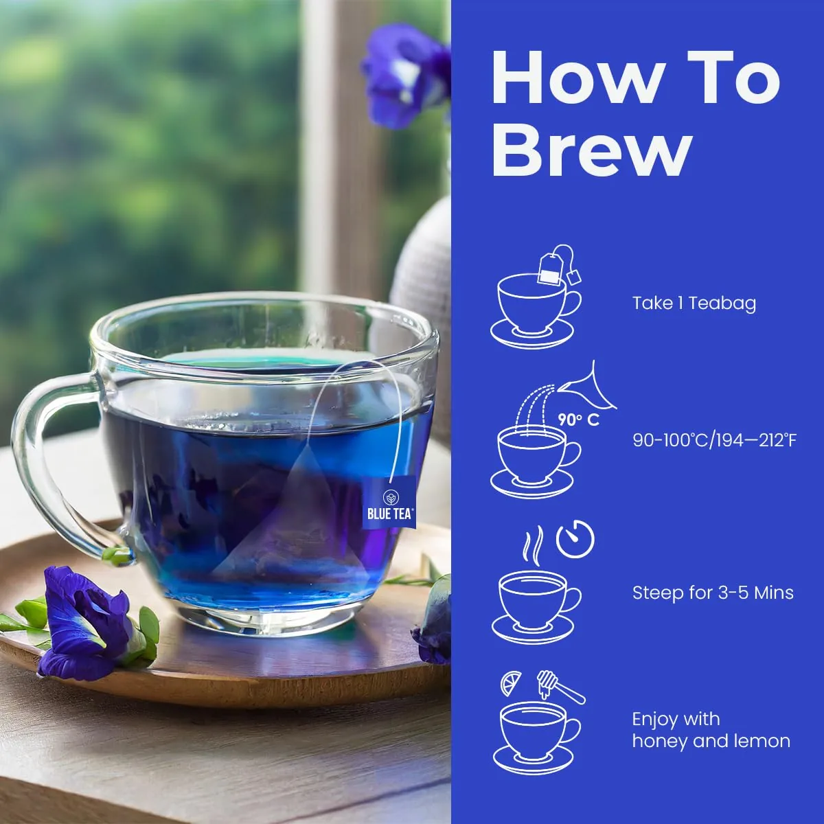 Blue Tea Butterfly Pea Herbal Tea Bags | Caffeine-Free Detox Tea | Antioxidant-Rich Flower Infusion-6