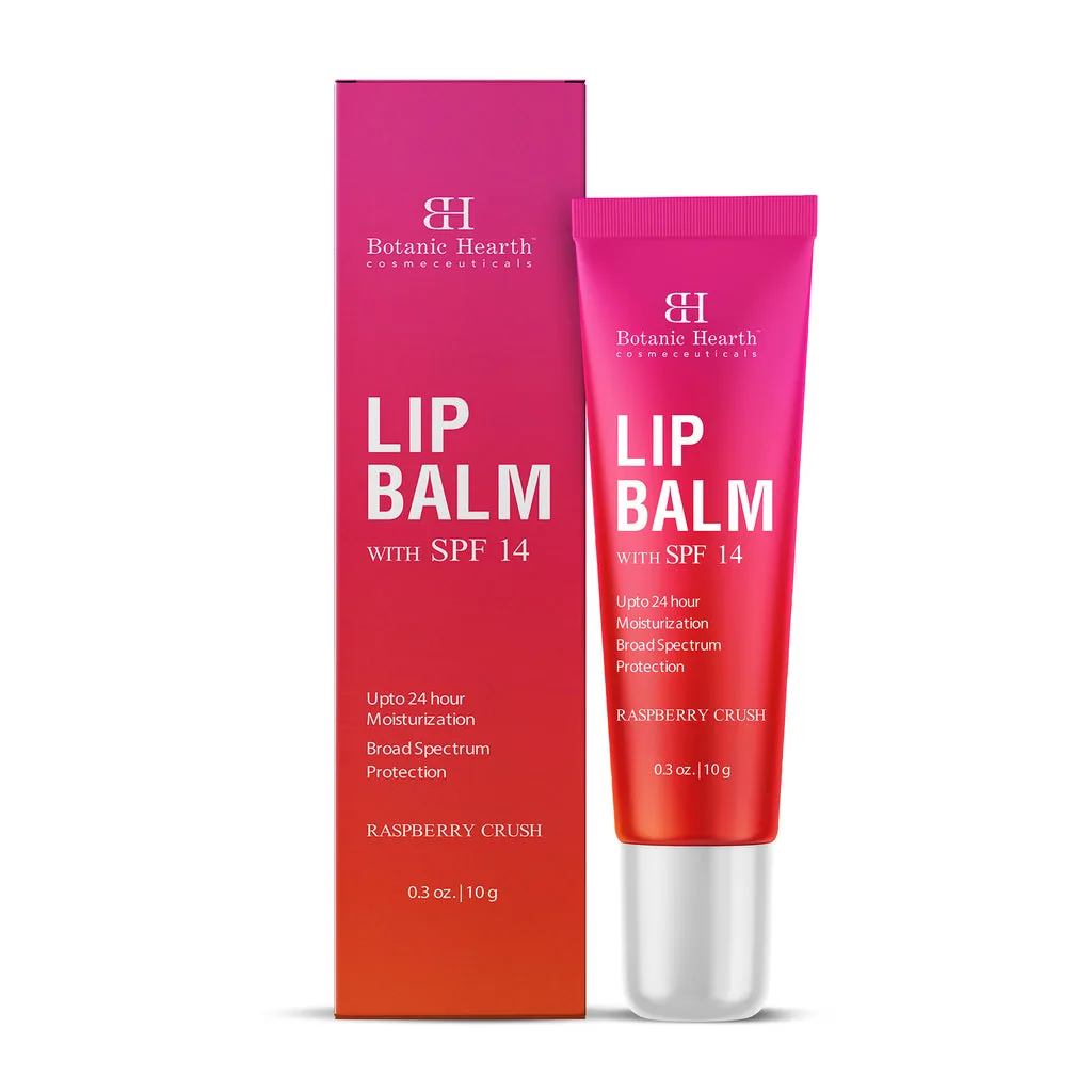 Botanic Hearth Raspberry SPF 14 Lip Balm | Sun Protection Lip Care | Soothing Shine 10 gm