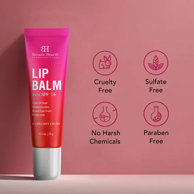 Botanic Hearth Raspberry SPF 14 Lip Balm | Sun Protection Lip Care | Soothing Shine-2