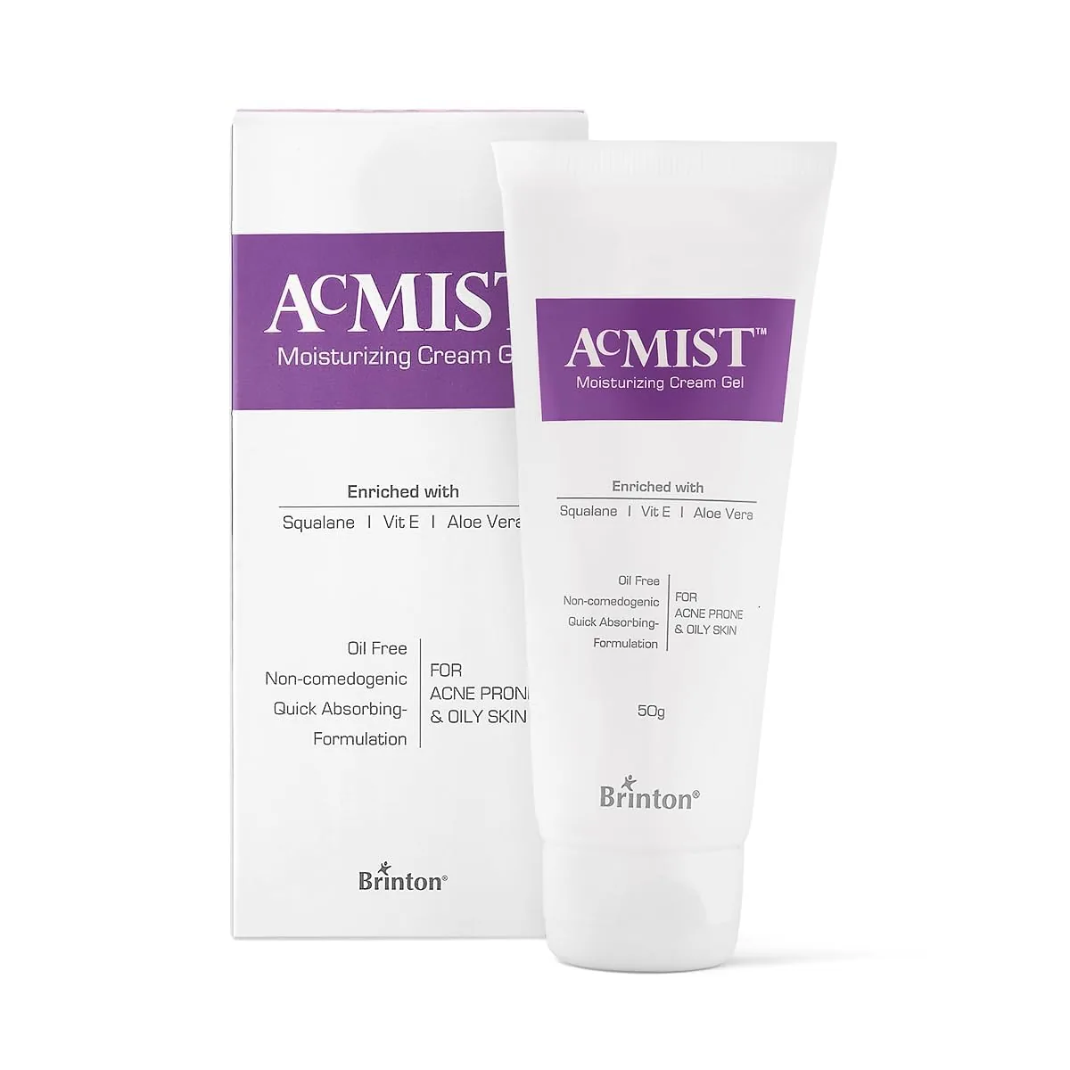 Brinton AcMist Moisturizing Cream Gel | Non-Greasy Hydration | With Vitamin E & Aloe Vera 50 gm