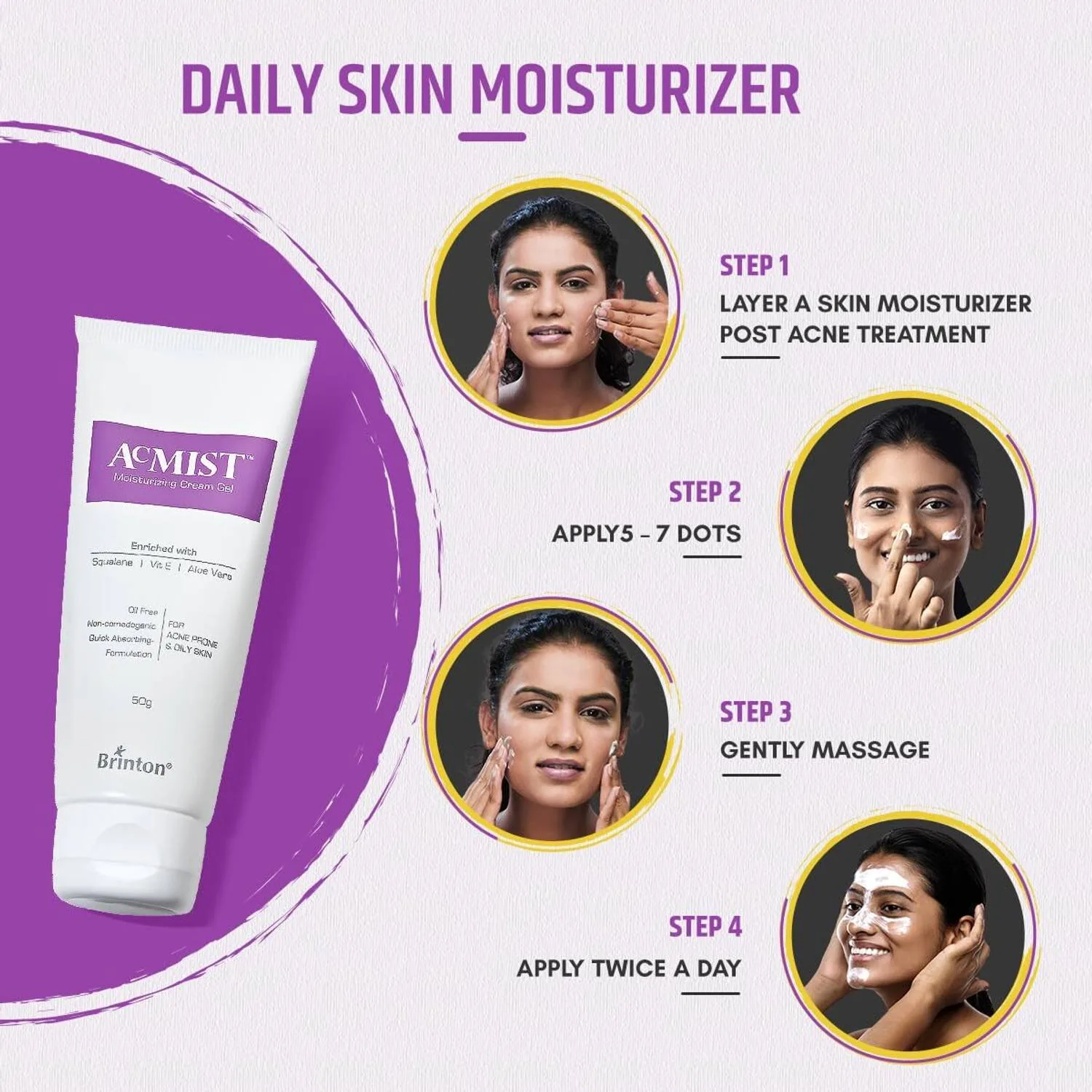 Brinton AcMist Moisturizing Cream Gel | Non-Greasy Hydration | With Vitamin E & Aloe Vera-5