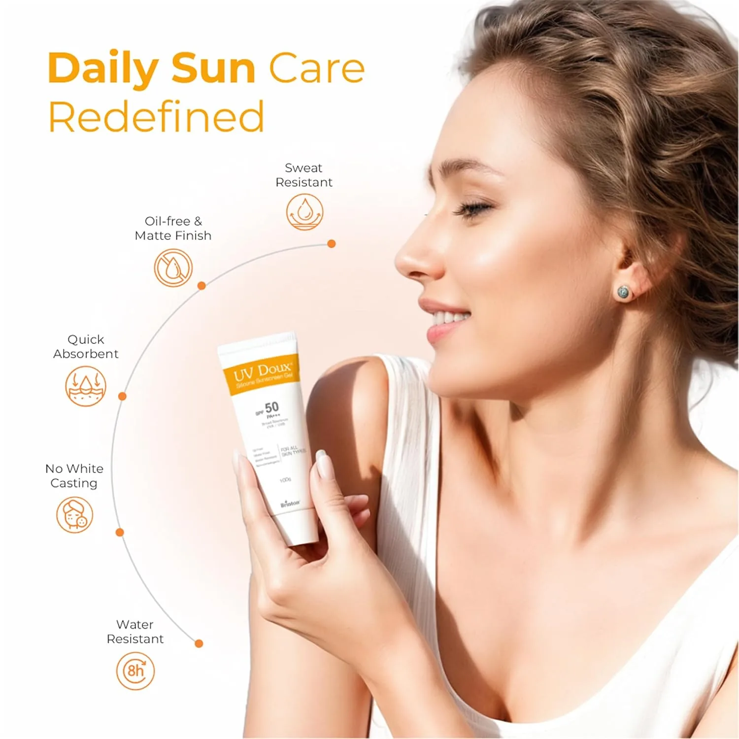 Brinton UV Doux Silicone Sunscreen Gel | SPF 50 PA+++ Matte Finish Sun Protection | Water-Resistant Oil-Free Formula-1